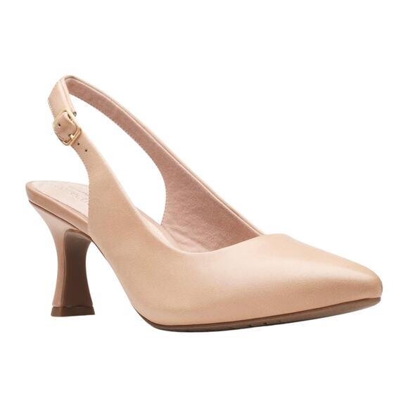 Clarks Women's Kataleyna Step Leather Slingback Pumps Beige Size 6 1/2 - Picture 1 of 5